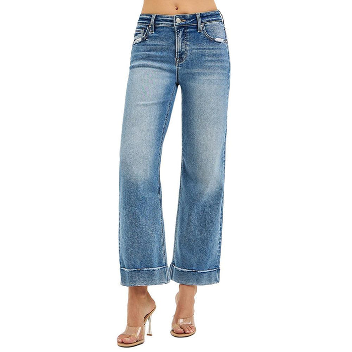 Women's Medium Wash Crop Taylor Cuff Jean