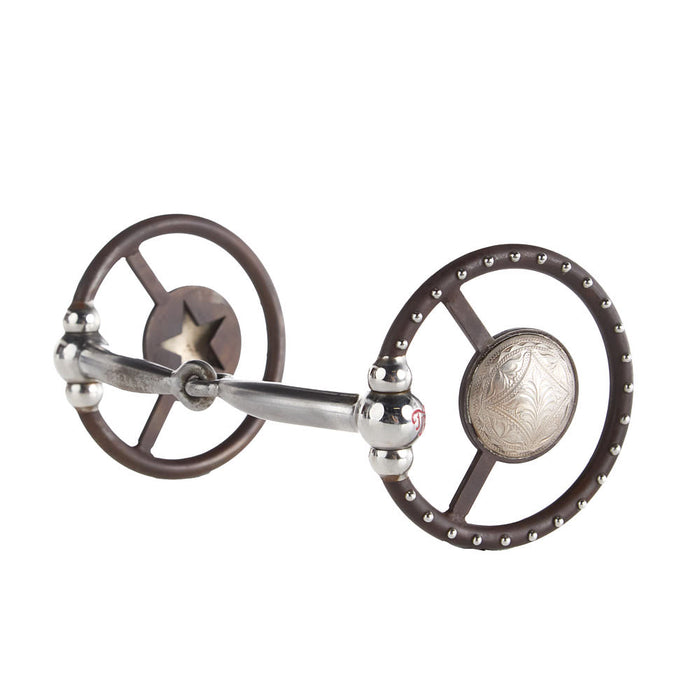 Smooth Antique Brown Concho Snaffle Bit