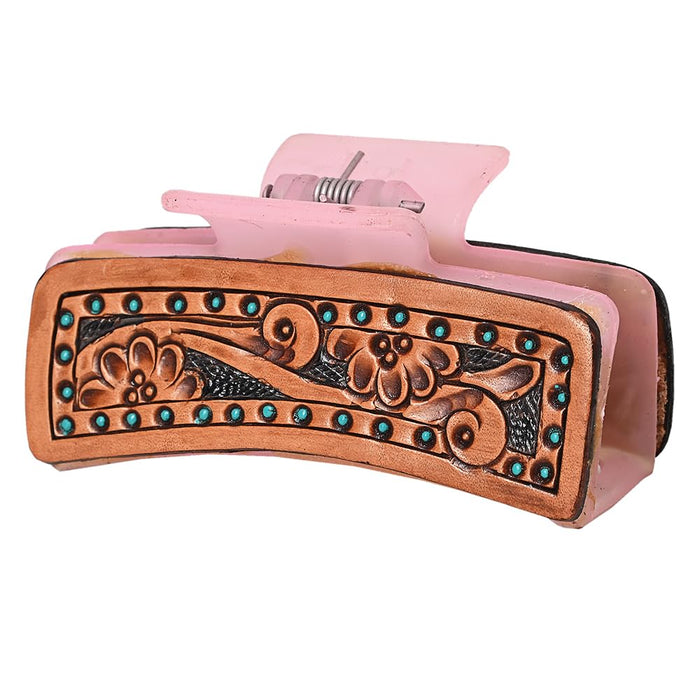Floral Tooled Hair Clip