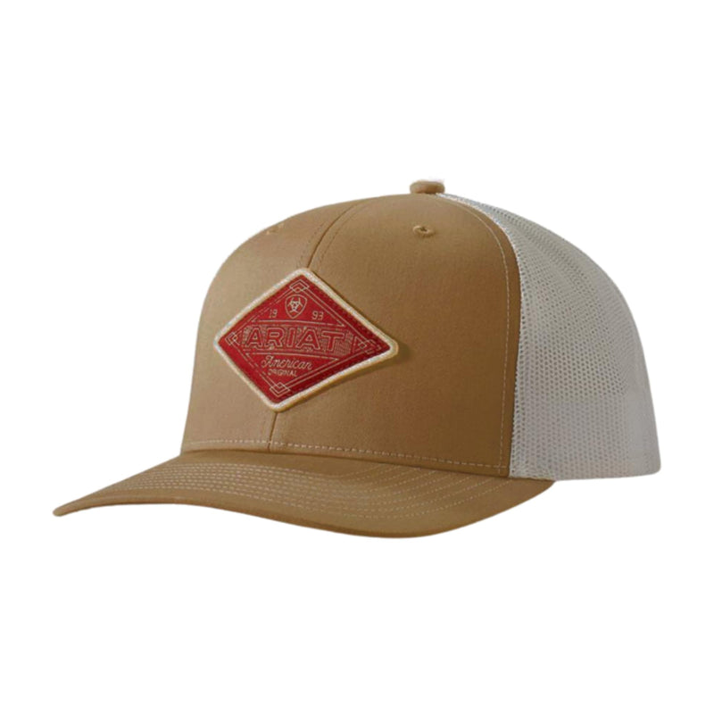Khaki & Burgundy Diamond Logo Patch Cap