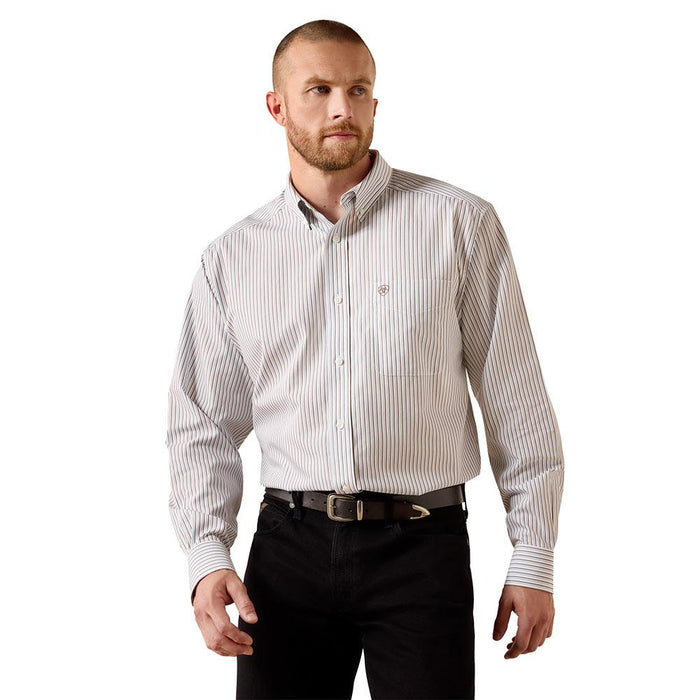 Men's Wrinkle Free White Stripe Cory Shirt