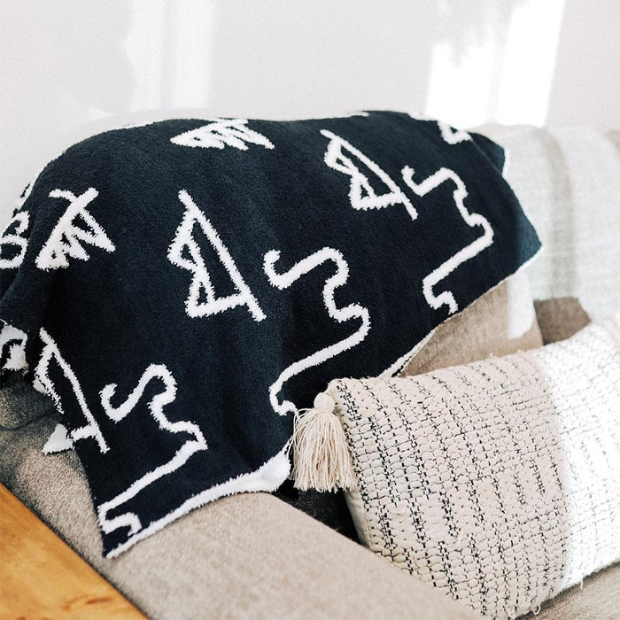 Black Brand Throw Blanket