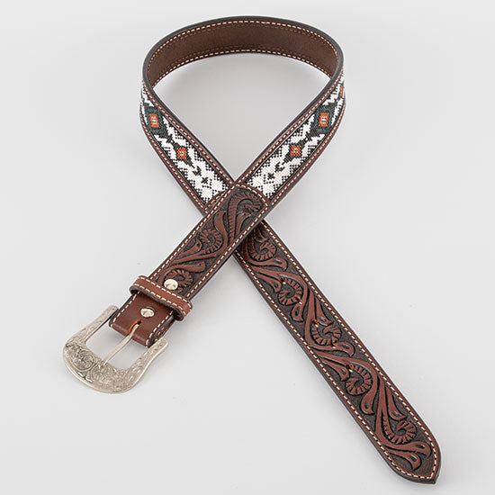Circle Y Saddlery Men's Infinity Bead Green Diamond Belt