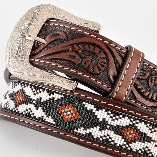 Circle Y Saddlery Men's Infinity Bead Green Diamond Belt