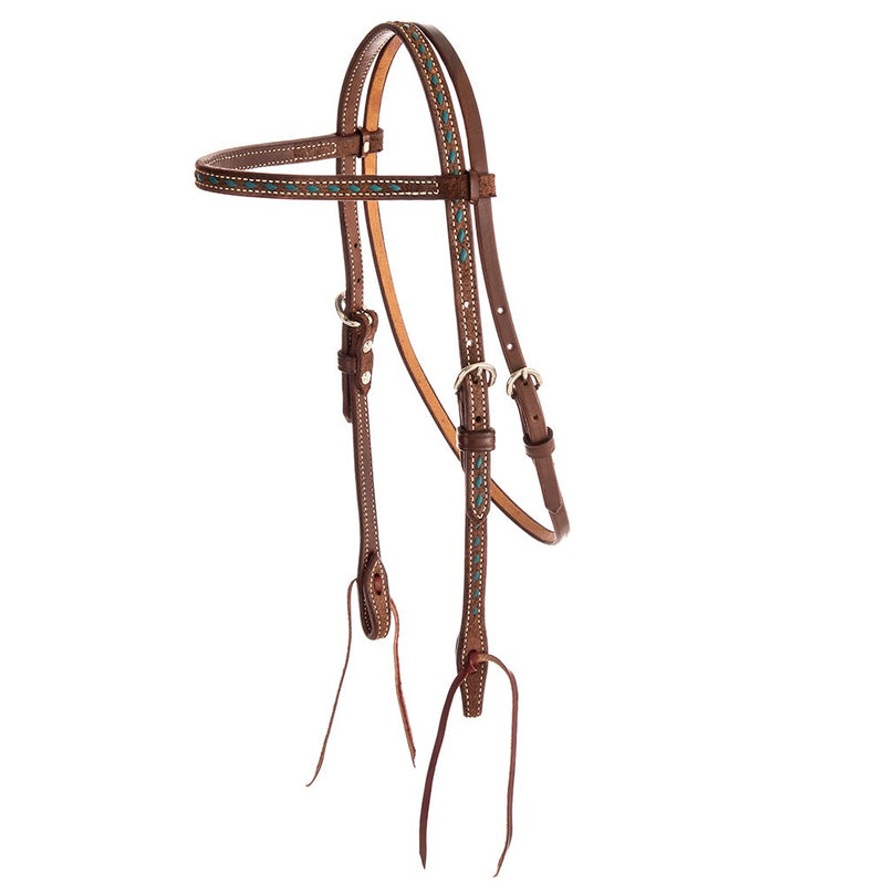 Tack Turquoise Buckstitch Chocolate Roughtout Browband Headstall