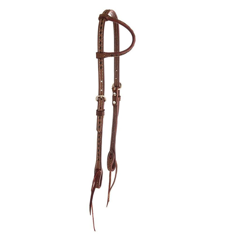 NRS Black Buckstitch Chocolate Roughtout Slip Ear Headstall