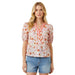 Women's Pink & Coral Puff Sleeve Top