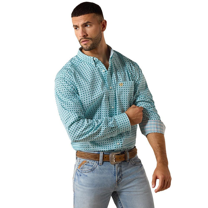 Men's Wrinkle Free Andy Angel Blue Print Shirt