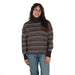 Women's Brown Stripe Turtle Neck Top