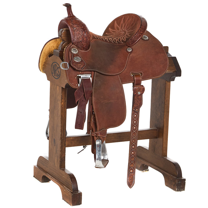 Used 14.5in Crown C 1/3 breed Floral Barrel Saddle