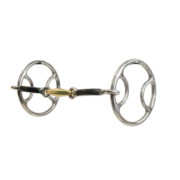 Equisential 3-Piece Square Bar Locked O Ring Snaffle Gag Bit