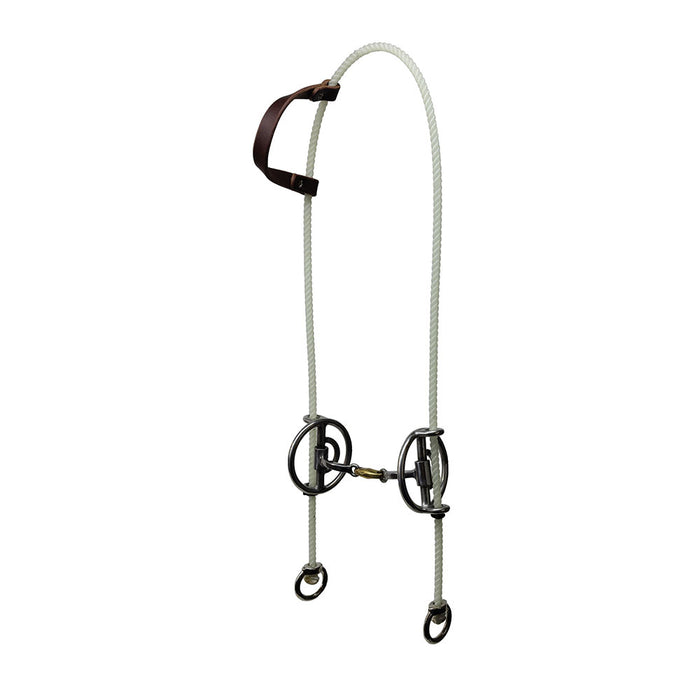 Square 3-Piece Rope Draw Gag Bit Headstall