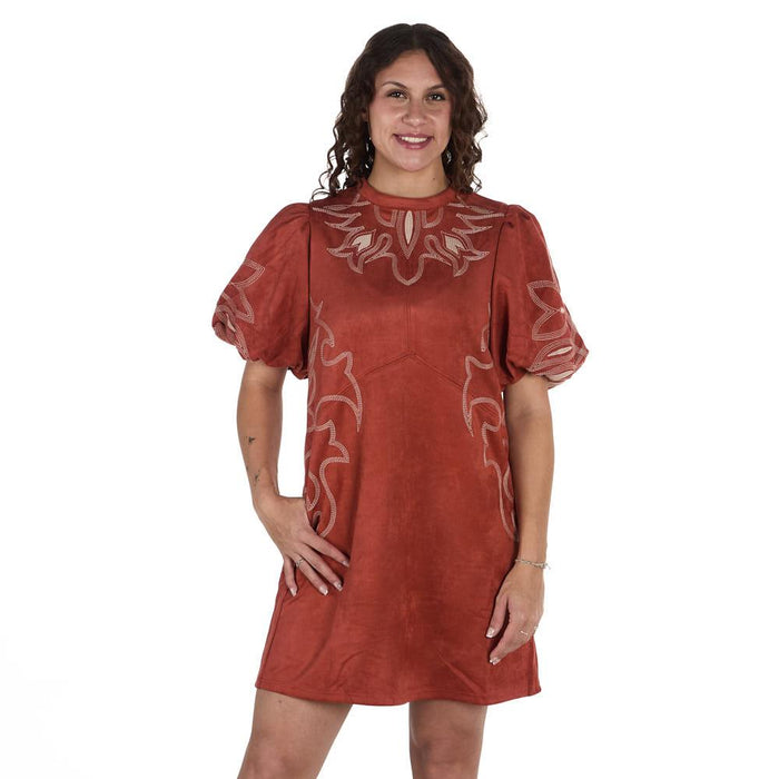 XS - Thml Clothing Women's Rust Embroidered Dress