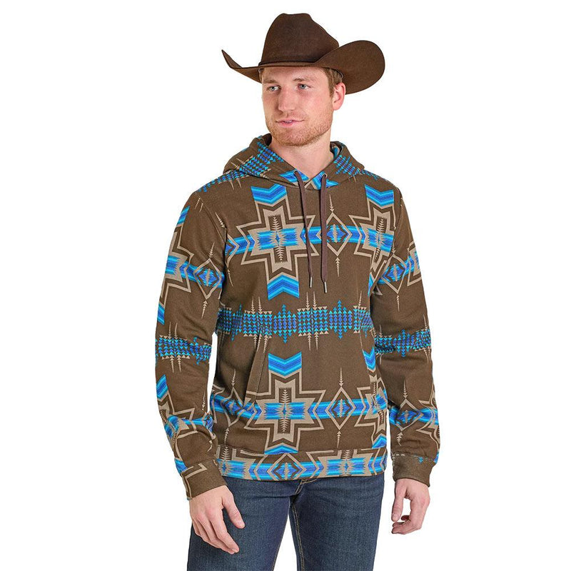 Men's Dark Brown Aztec Print Hoodie