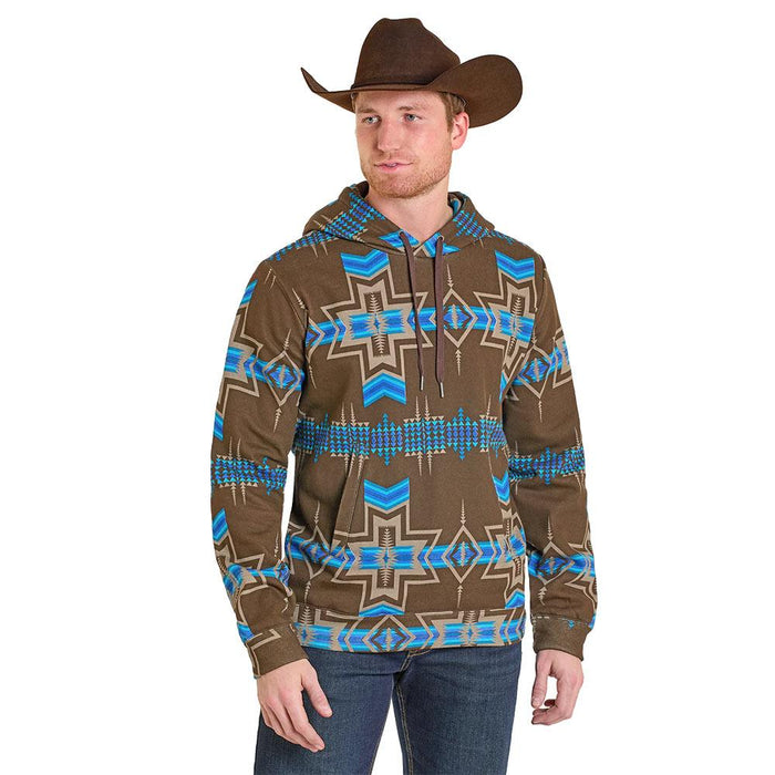 Men's Dark Brown Aztec Print Hoodie