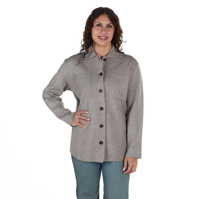 Women's Grey Long Sleeve Button Top