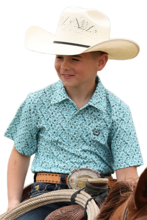 Boy's Blue Cowboy Print Shirt