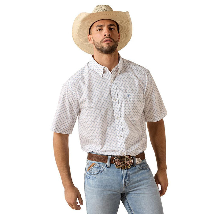 Men's Tenzin White Medallion Print Shirt