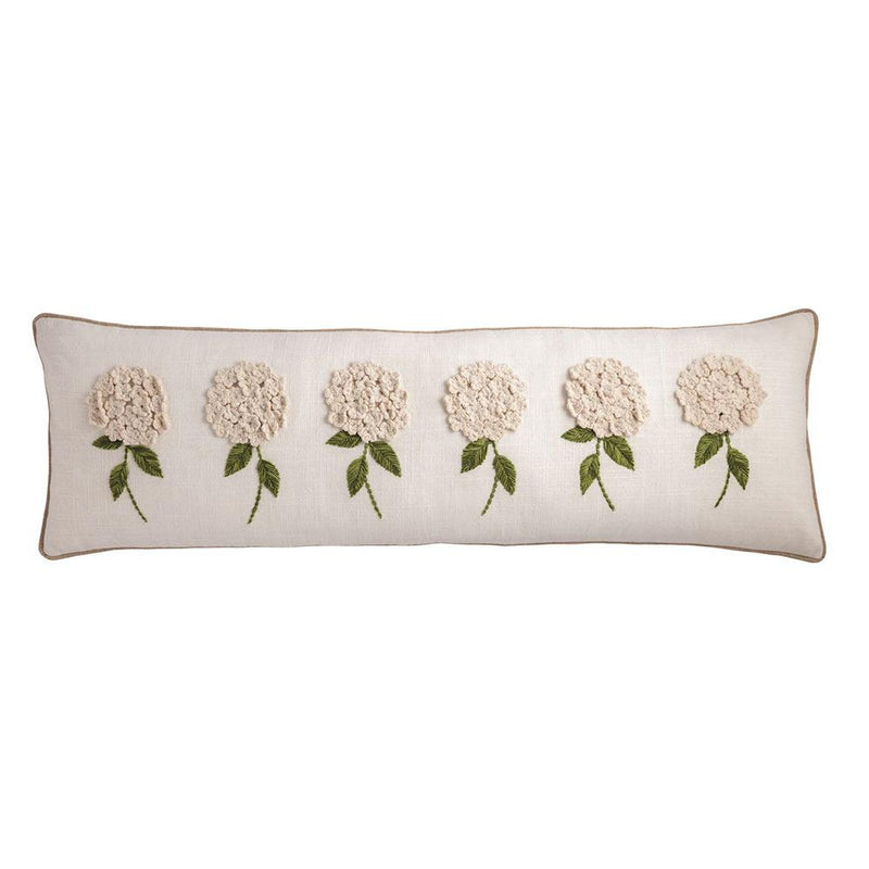 White Hydrangea Long Pillow