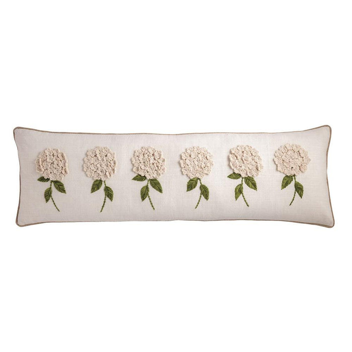 White Hydrangea Long Pillow