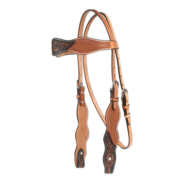 Two Tone Basket Floral Browband Headstall