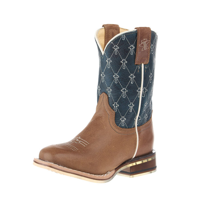 kid's Criss Cross Cross Brown Square Toe Just Believe Sole Boot