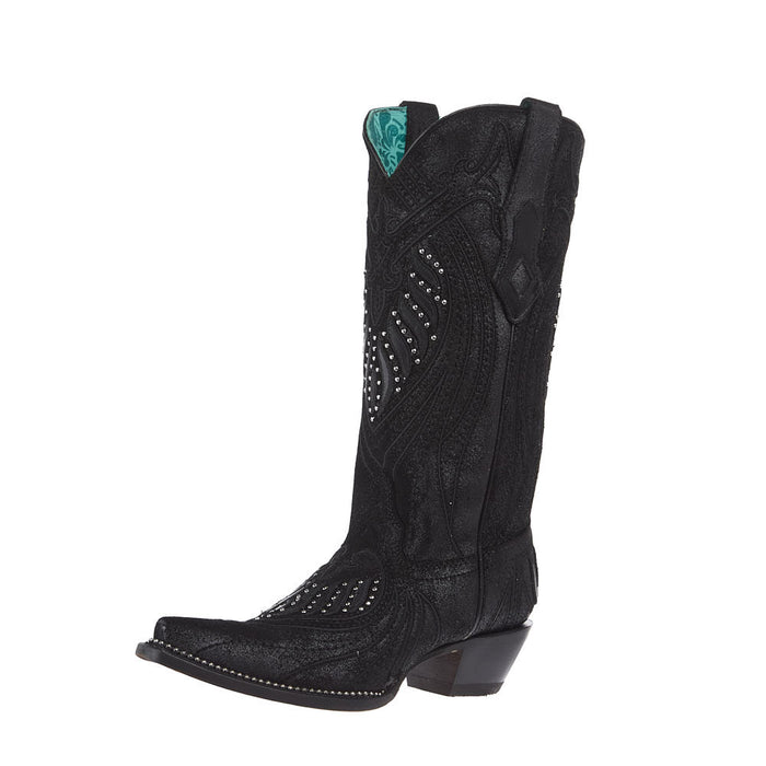Women's Black Overlay Vamp 13