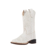 Children's Vintage White with Embroidery Square Toe Boot