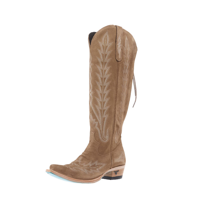 Women's Lexington Knee High Corset Latte Suede Boot