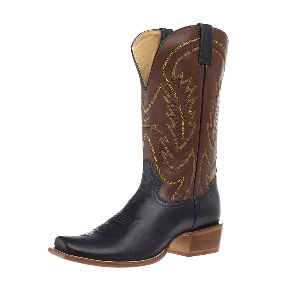 Tony Lama Men's Ranchero Black Cowhide Vamp 13in Tan Cowhide Top — NRS