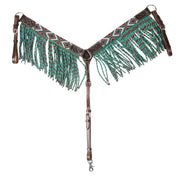 Beaded Turquoise and Brown Breast Collar