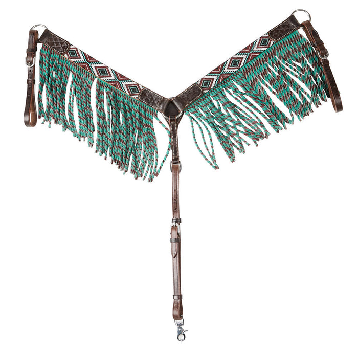 Beaded Turquoise and Brown Breast Collar