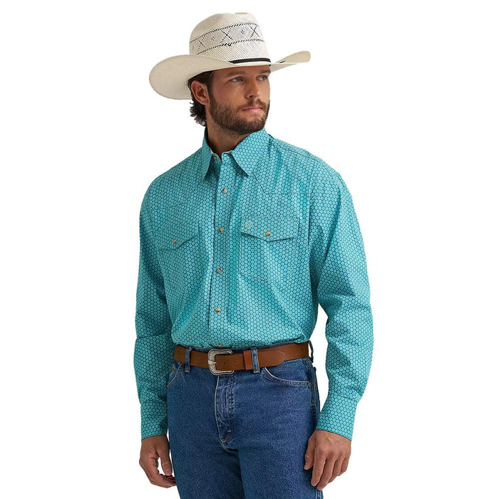 Men's George Strait Teal Floral Shirt