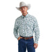 George Strait Relaxed Fit White & Teal Paisley Shirt