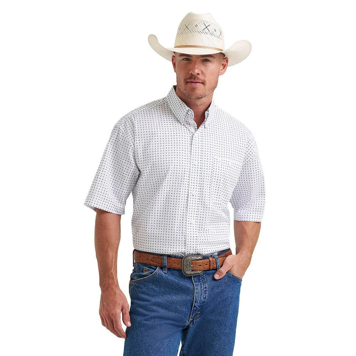Men's George Strait White Print Short Sleeve Shirt