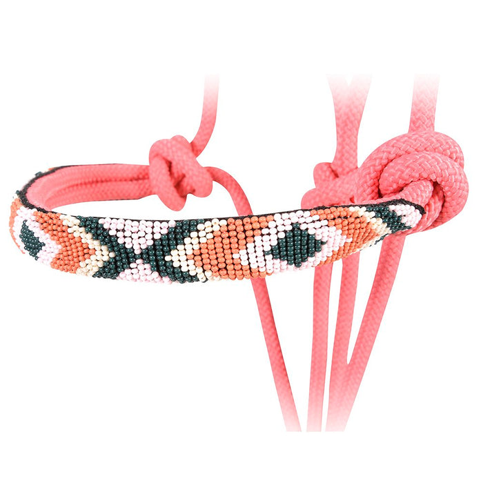Pink Beaded Rope Halter w/ 9ft Lead