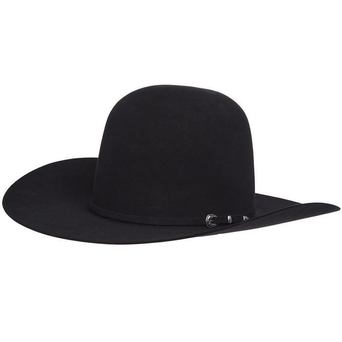7X Black 4 1/4in Brim Open Crown Felt Hat