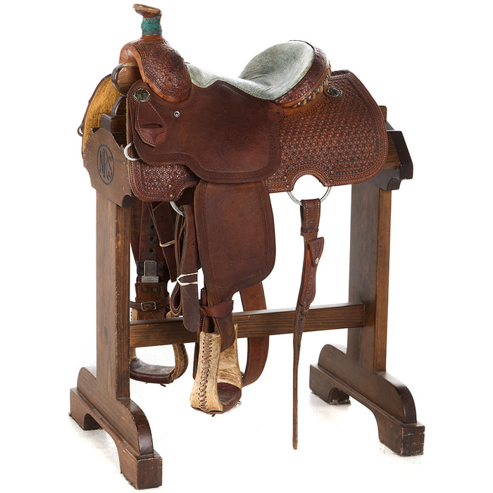 Used 13in Geometric Tooled Calf Saddle