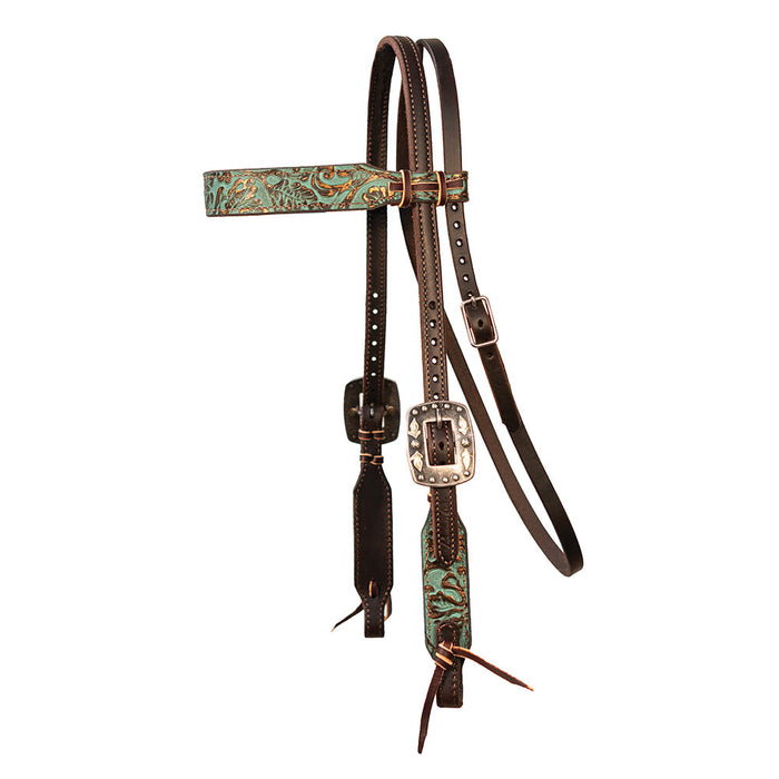 Copper Emerald Browband Headstall