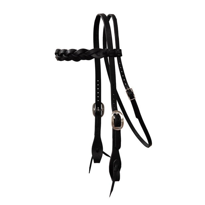 Black Infinity Braid Browband Headstall