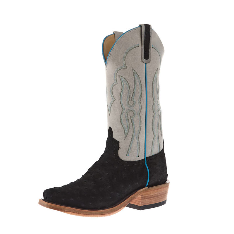 Men`s Ride Ready Black Suede Full Quill Ostrich Vamp 13in Polar Buffamonte Top Boot
