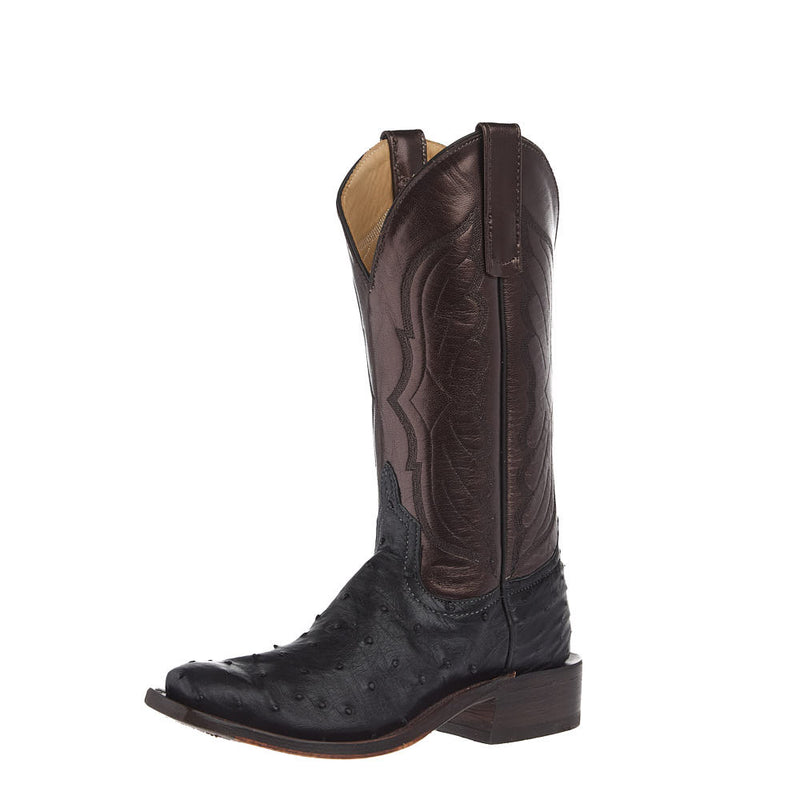 Women's Ride Ready Black Full Quill Ostrich Vamp 12in Puma Kidskin Top Boot