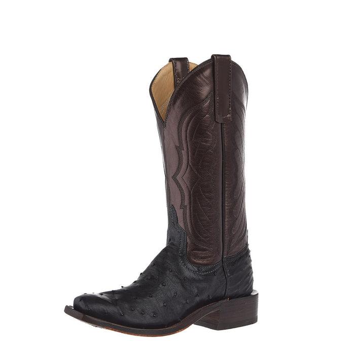 Women's Ride Ready Black Full Quill Ostrich Vamp 12in Puma Kidskin Top Boot
