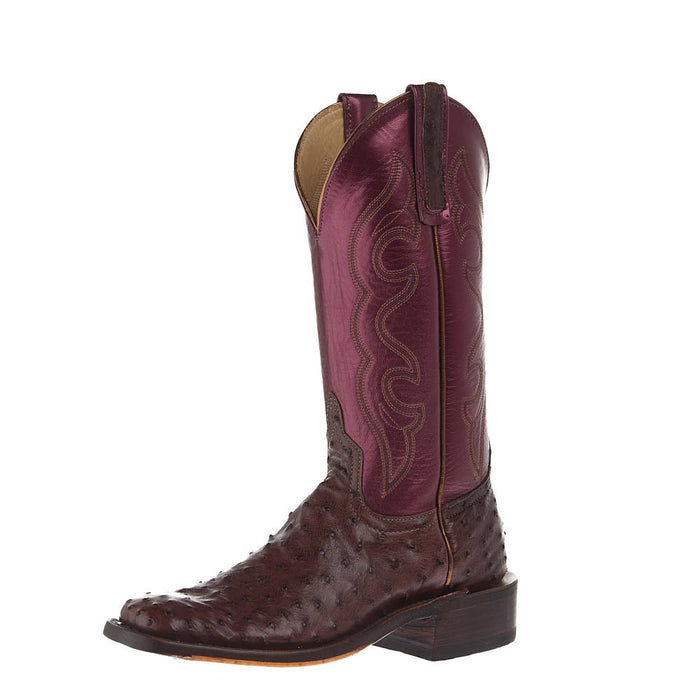 Women's Ride Ready Kango Tabac Full Quill Ostrich Vamp 12in Sangria Lustre Top Boot