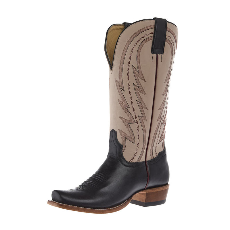 Women's Midnight Black Cowhide 13In Cream Cowhide Top Boot