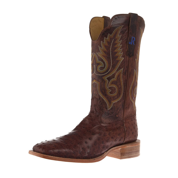 Men's Brass Full Quill Ostrich Vamp 13in Cognac Goat Top