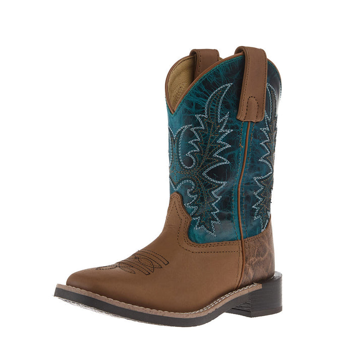Kid's Tan Vamp Turquoise Top Boots