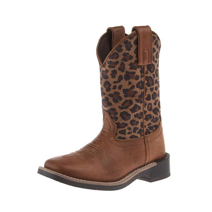 Kid's Brown Vamp Leopard Top Boots