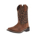 Kid's Brown Vamp Leopard Top Boots
