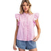 Women's Swt Pink Ruffle Sleeve Top